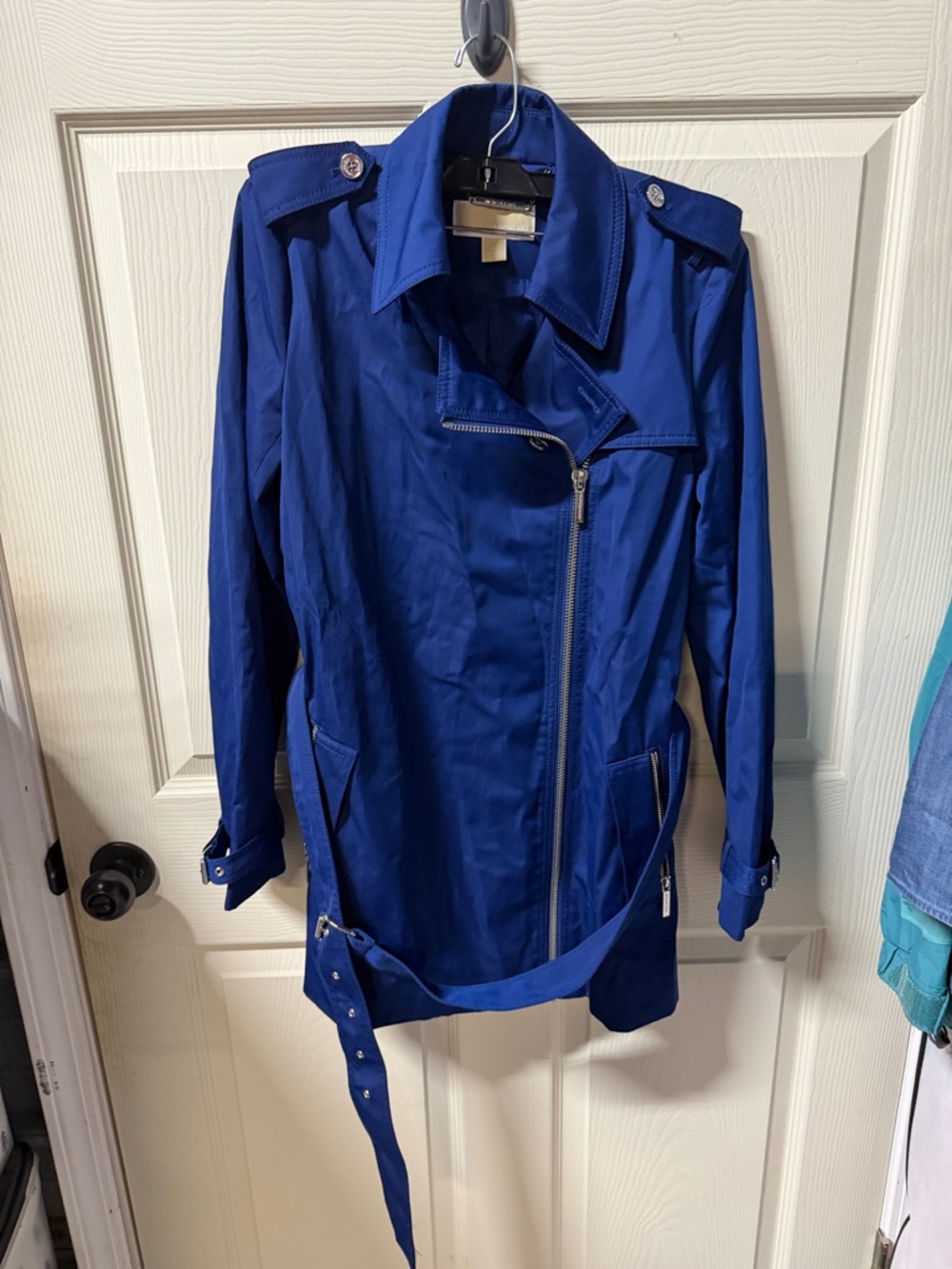 Michael Kors Royal Blue Trench Coat with Belt